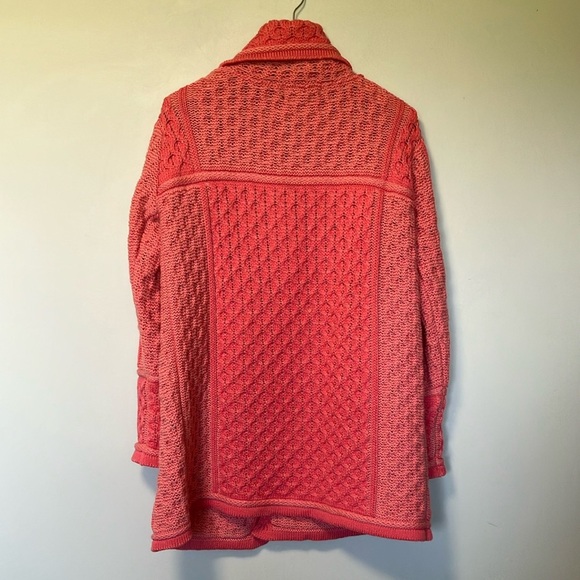 Aran Crafs Pink Knit Cardigan Made in Ireland 100% Merino wool - Picture 7 of 7